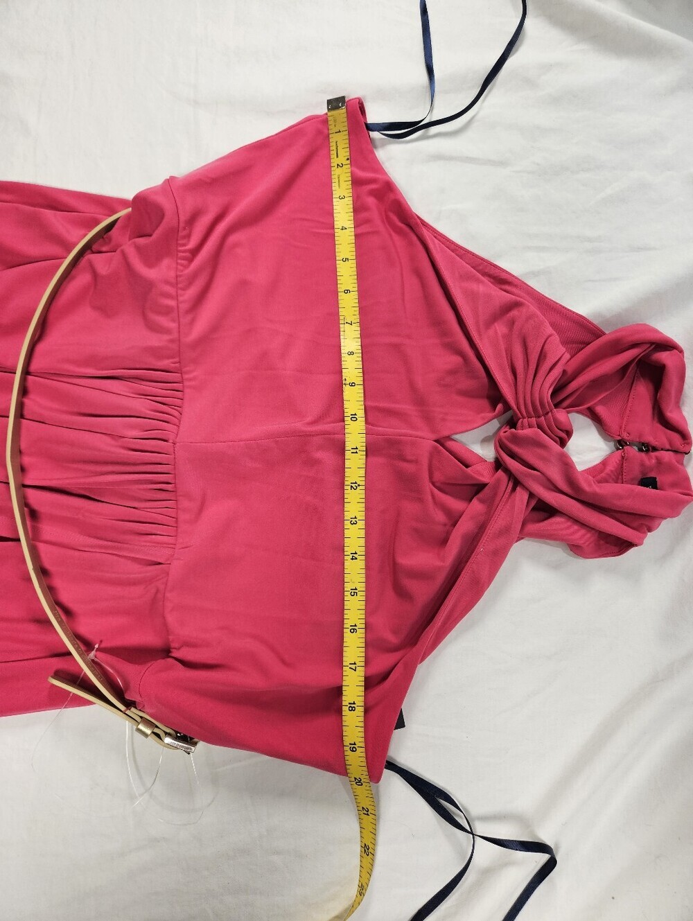 NWT Size 14 Tommy Hilfiger Twisted Halter Midi Dress in Magenta with Gold Belt - Picture 12 of 14
